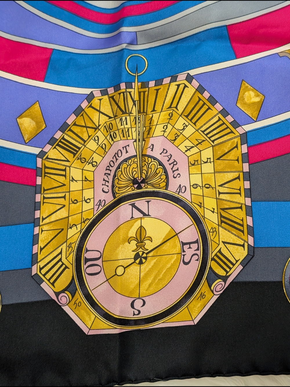 Hermes Multicolor Silk Scarf with Clockwork Motif - Picture 4 of 12